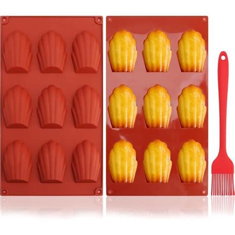 Lot De 2 Moule Madeleine Silicone 9 Cavités Moules À Madeleine Avec