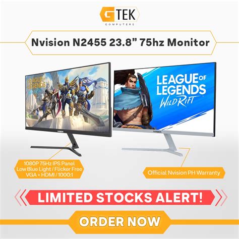 Nvision N2455 23 8 Full Hd 1080p 75hz Ips Monitor Black White