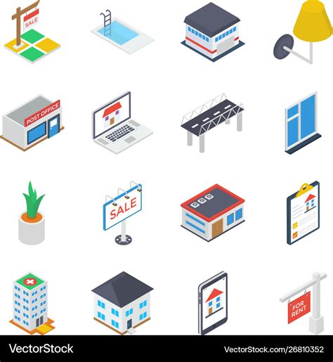 Commercial Property And Equipment Icons Royalty Free Vector