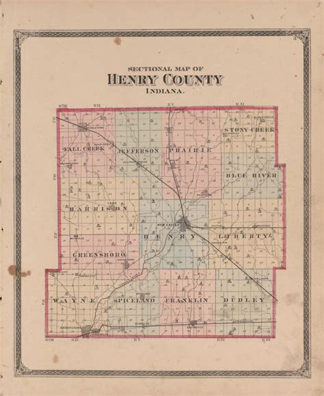 Sectional Map of Henry County, Indiana from Illustrated Historical ...