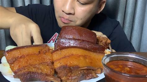 Eating Pork Belly And Ribs With White Rice Salad And Extra Gravy Eating Show Mukbang Imphal