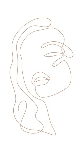 Premium Vector Women Portrait Continuous Line Art