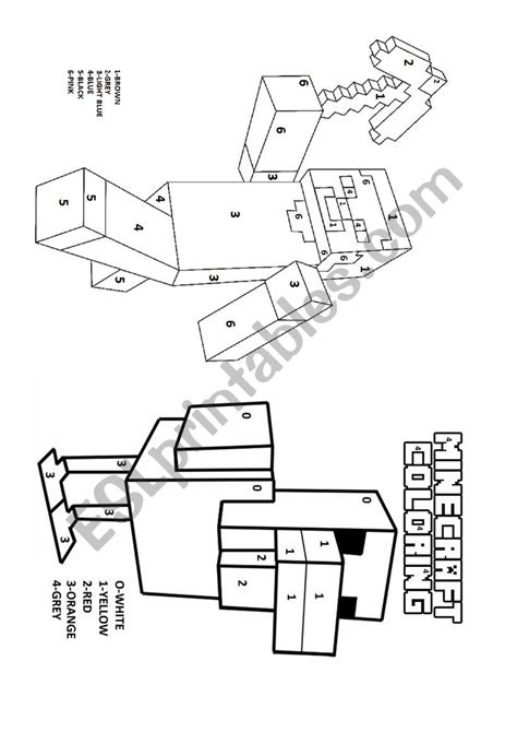 Minecraft Colour by Number - ESL worksheet by eme hernandez