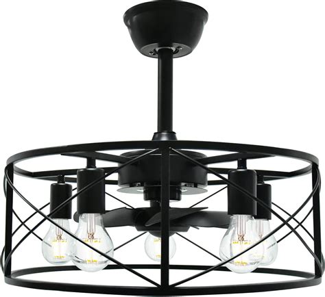 Ceiling Fans with Lights, Modern Caged Black Ceiling Fans with Lights ...