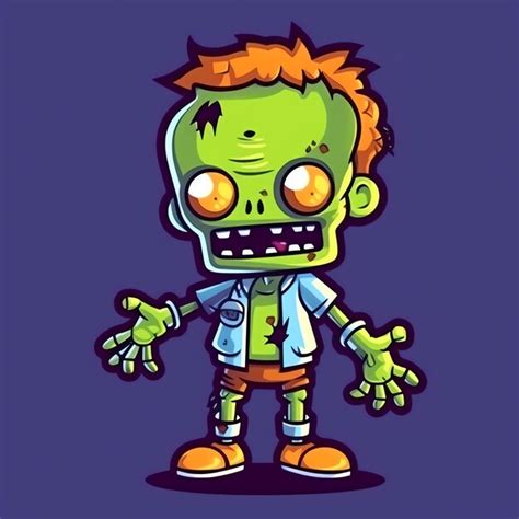 Un Zombie Espeluznante Al Estilo De Las Caricaturas Una Aterradora