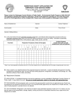 Fillable Online Application For Temporary Food Service Permit