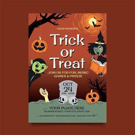 Trick Or Treat Flyer Template 11425312 Vector Art At Vecteezy