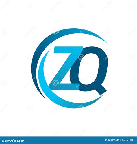 Initial Letter Zq Logotype Company Name Blue Circle And Swoosh Design