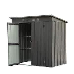 Huluwat Black Ft W X Ft D Metal Shed With Lockable Double