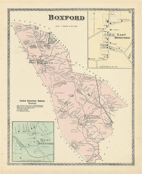 BOXFORD, Massachusetts 1872 Map - Replica or Genuine ORIGINAL