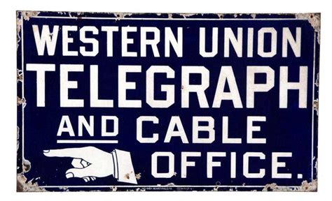 Western Union Telegraph And Cable Office Porcelain Sign