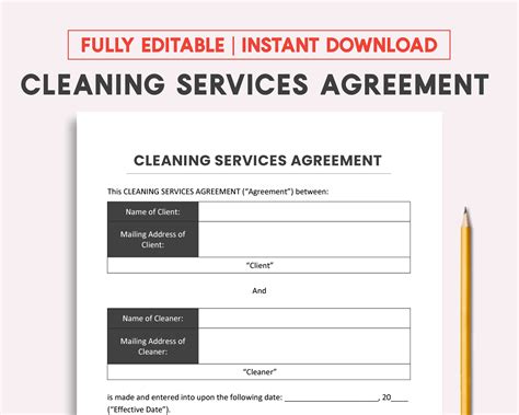 Cleaning Services Agreement Cleaning Services Contract Commercial