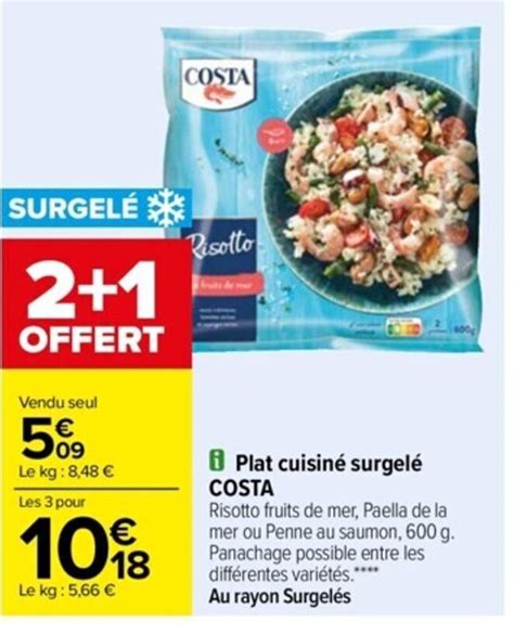 Promo Plat Cuisine Surgelé Costa chez Carrefour