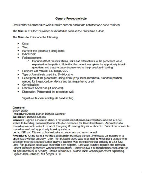 7+ Procedure Note Templates - Free Sample, Example Format Download ...