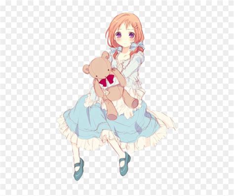 Anime Girl Holding Teddy Bear