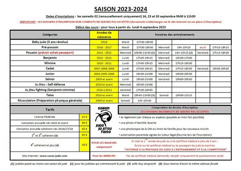 Grille Horaire Saison Usm Saran Judo