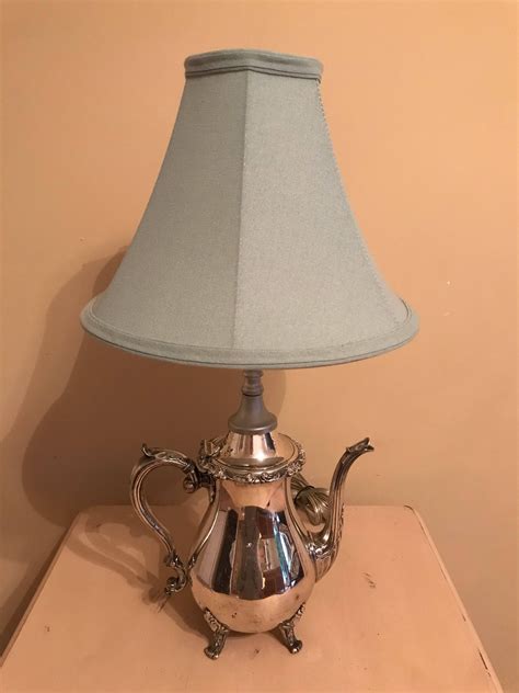 Silver Plated Teapot Lamp Etsy Teapot Lamp Creative Lighting Lamp