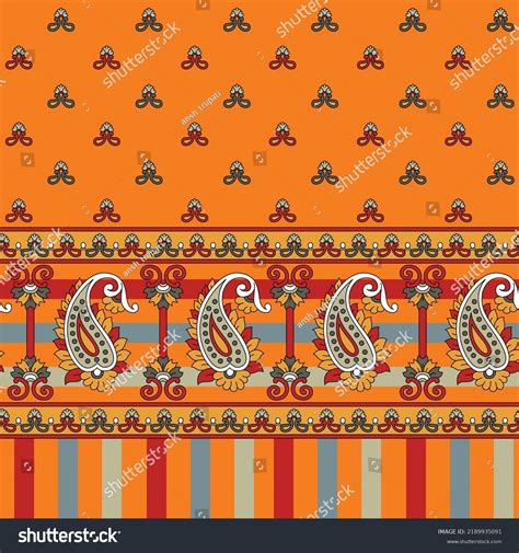 All Over Vector Paisley Pattern Border Stock Vector (Royalty Free