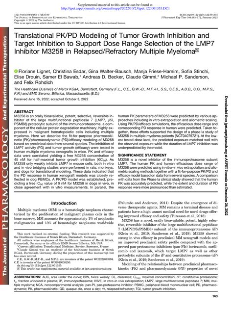 PDF Translational PK PD Modeling Of Tumor Growth Inhibition And