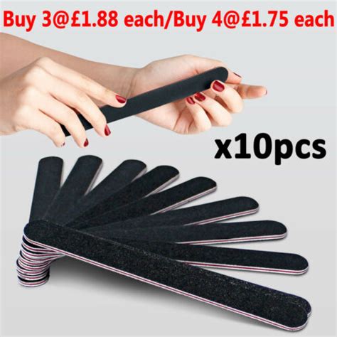 10x Double Sided Sensashes Nail Files Emery Board Straight Nail File