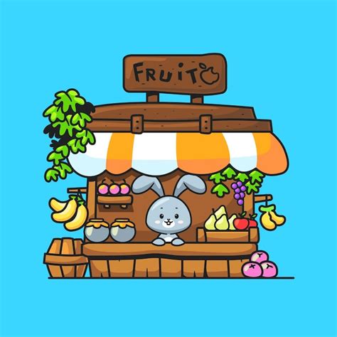 Premium Vector | Fruit shop animal mascot drawing illustration