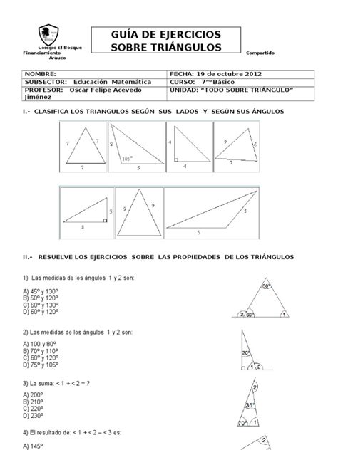 Guía De Triangulos Triángulo Geometría Del Plano Euclidiano