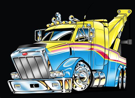 Tow Truck Cartoon Drawing - Tow Truck Cartoon Car Flatbed Junk Red ...