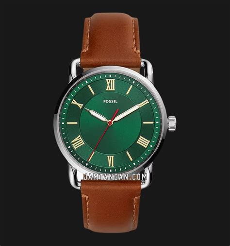 Fossil Copeland Fs Men Green Dial Brown Leather Strap Jamtangan