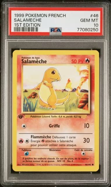 CARTE POKÉMON Salamèche 46 102 Psa 10 Set De Base Édition 1 EUR 3