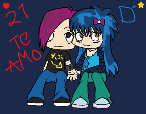 Dibujo De Pareja Emo Pintado Por En Dibujos Net El D A A Las