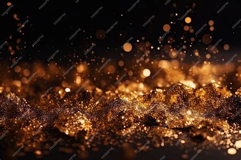 Premium AI Image | Gold background on dark background glitter lights