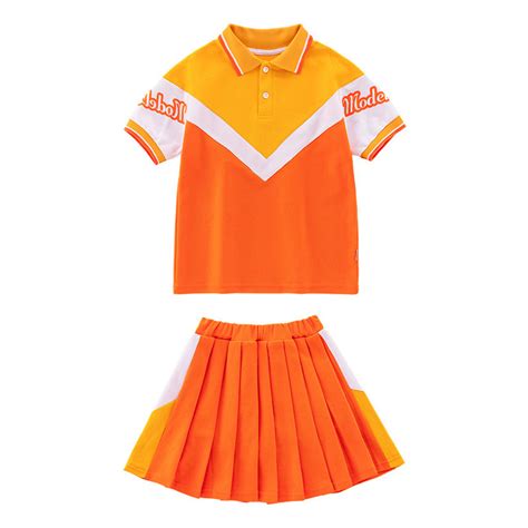 Orange Student Summer Short-Sleeved British College Wind Children′s ...