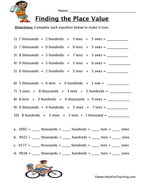 Place Value And Digit Value Worksheet