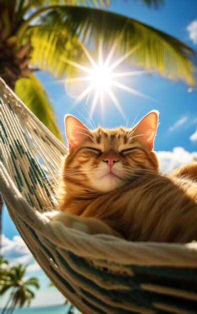 Premium Photo Lazy Cat Relaxing In Sunny Hammock