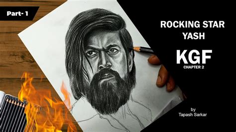 Rocking Star Yash Drawing Kgf Chapter 2 Part 1 Realistic Pencil