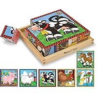 Amazon Melissa Doug Farm Wooden Cube Puzzle With Storage Tray