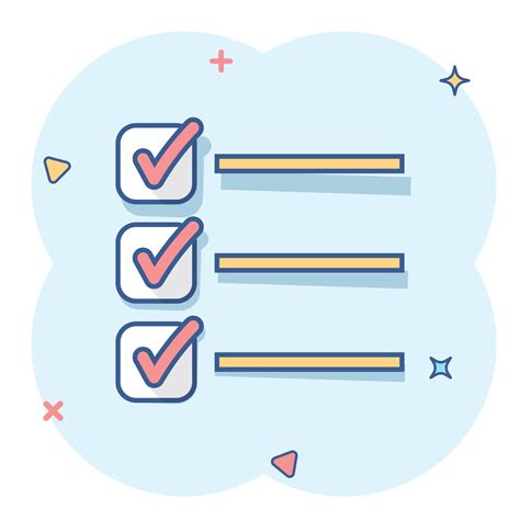 Vector Cartoon To Do List Icon In Comic Style Checklist Task List