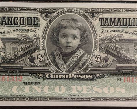 Crisp Uncirculated El Banco De Tamaulipas Cinco Pesos