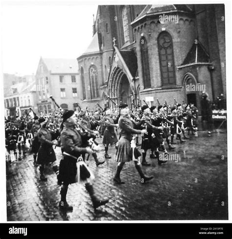 15th Scottish Parade In Tilburg General View Of Pipe Band Marching By