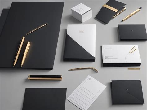 Premium Photo A Collection Of Black And White Notebooks With A Pen On