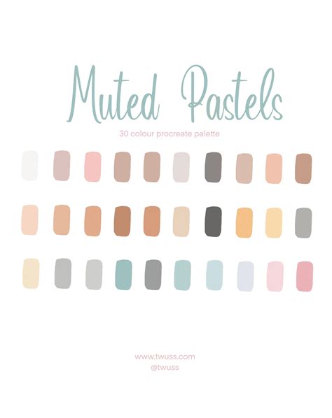 Muted Pastels Procreate Colour Palette / Summer Pastel Color ...