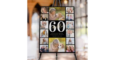 Hello 60 Sixtieth Birthday Photo Collage Welcome Foam Board Zazzle