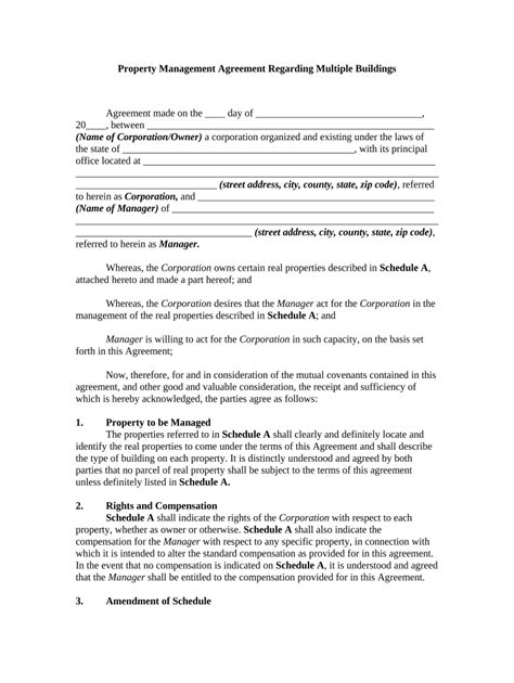 Property Management Agreement Doc Template Pdffiller