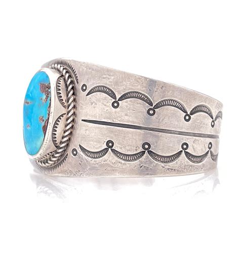 Lot Leonard T Chee Navajo Sterling Silver Turquoise Cuff