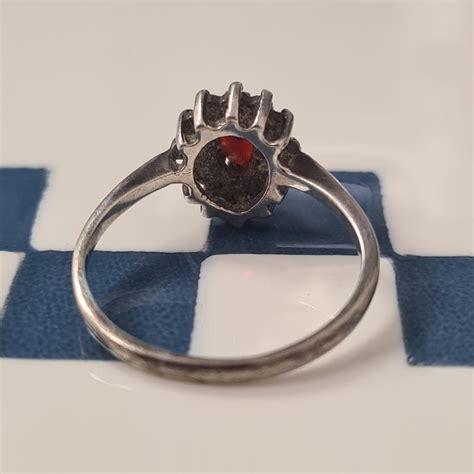 Vintage Silver Hallmarked Garnet And Cz Depop