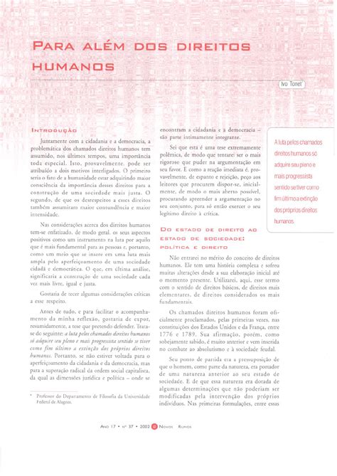 Para Alem Dos Direitos Humanos Ivo Tonet 2002 Direitos Humanos