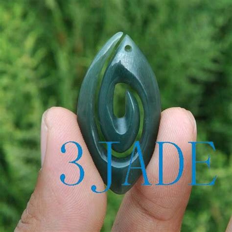 Natural Nephrite Jade Koru Pendant New Zealand Maori Pounamu Greenstone