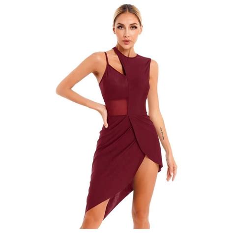 Iefiel Femme Robe Danse Classique Asym Trique Robe Danse Lyrique Latine