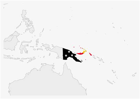 Papua New Guinea Map Highlighted In Papua New Guinea Flag Colors 13086304 Vector Art At Vecteezy