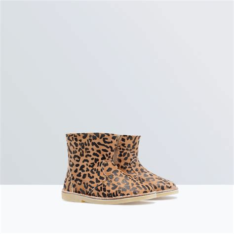 Image 2 Of Leopard Print Leather Boot From Zara Leren Laars Schoenen